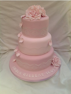Girl's Pink Christening Cake